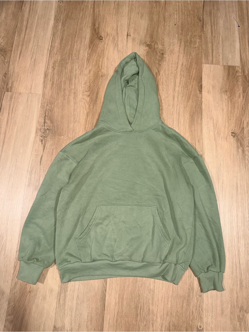 Relaxed Fit Olive Green Pullover Hoodie with Kangaroo Pocket